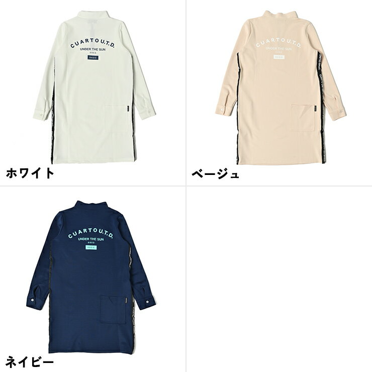 ハーフジップワンピース 長袖 サイドロゴテープ バックロゴ レディース クアルトユ...