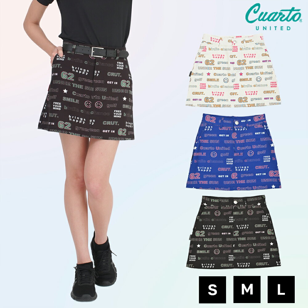 スカート 台形 総柄 ネオンライト風 レディース クアルトユナイテッド ゴルフウェア アウトレット 22SS
