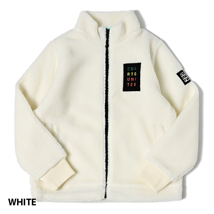 ボアジャケット ジップアップ ナイロン切替 ワッペン カラフル刺繍ロゴ レディース クアルトユナイテッド ゴルフウェア アウトレット 22FW