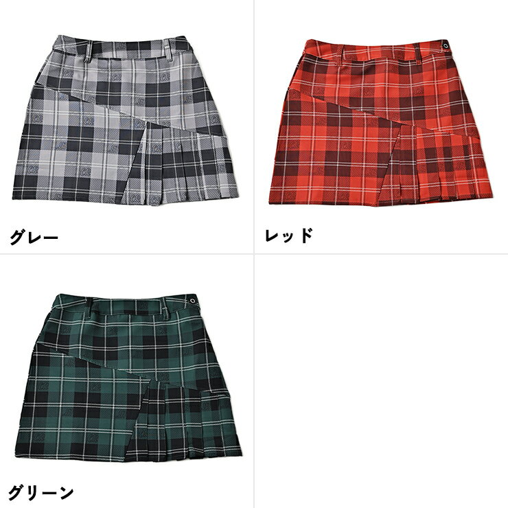 プリーツスカート 斜め切替 チェック柄 レディース クアルトユナイテッド ゴルフウェア アウトレット 22FW