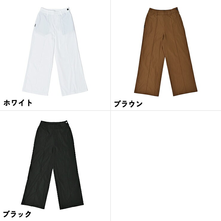 ワイドパンツ センタープリーツ ハイウエスト 刺繍ロゴ レディース クアルトユナイテッド ゴルフウェア アウトレット 22BASIC