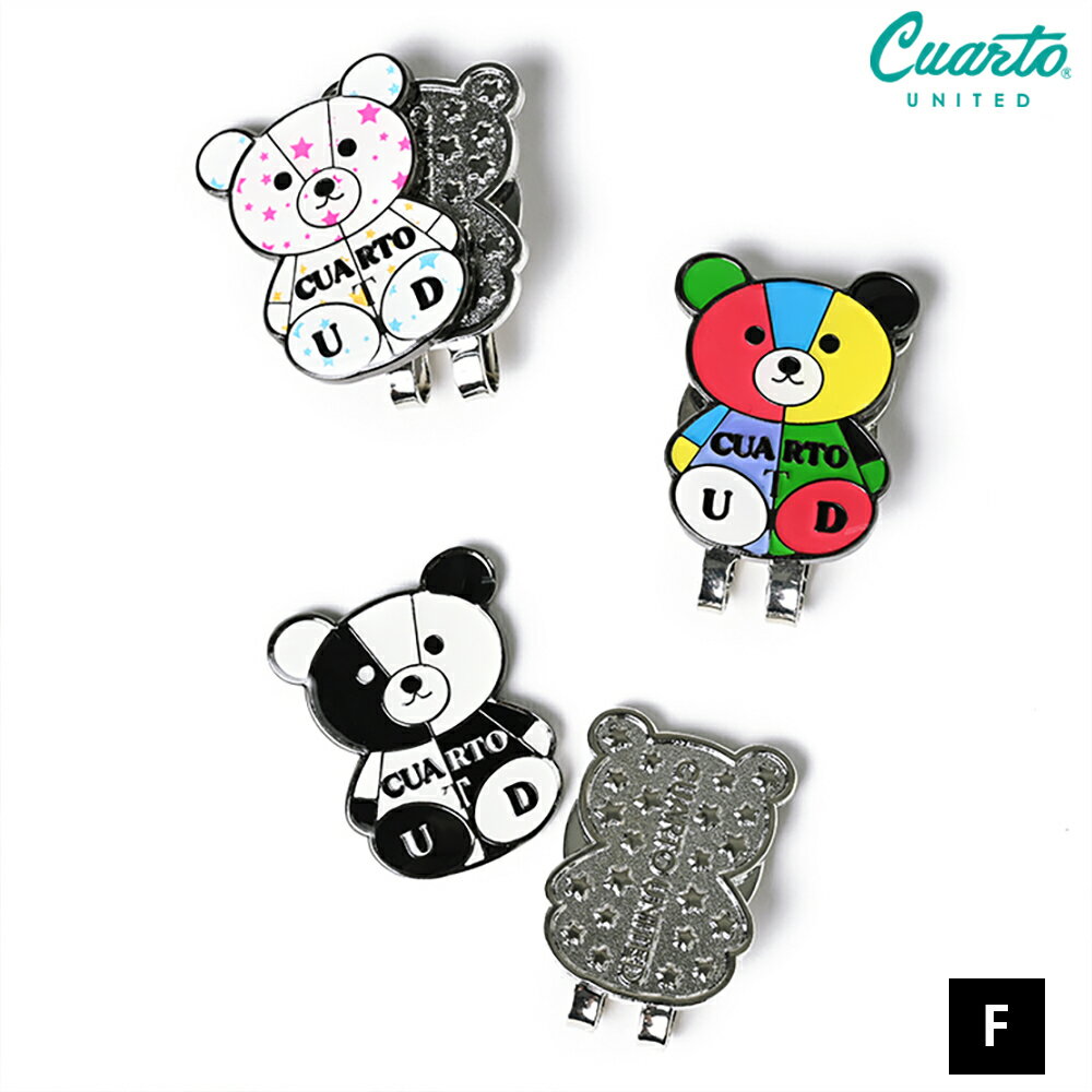 ゴルフマーカー マグネット式 ハットクリップ 熊(クマ) クアルトユナイテッド ゴルフグッズ 22FW