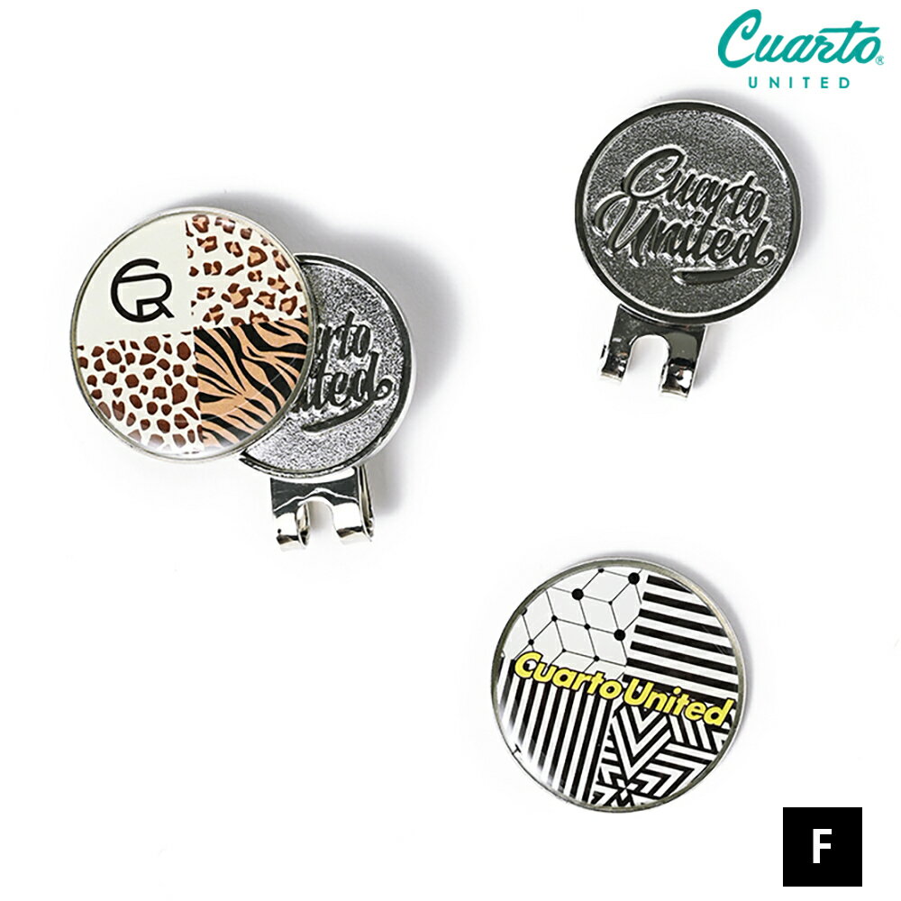 ゴルフマーカー マグネット式 ハットクリップ ヒョウ柄 幾何学柄 クアルトユナイテッド ゴルフグッズ 2..