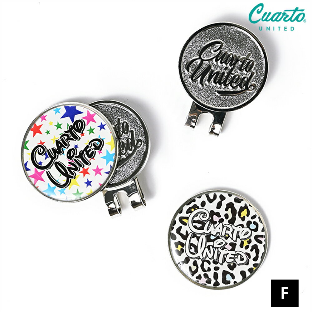 ゴルフマーカー マグネット式 ハットクリップ 星柄 ヒョウ柄 クアルトユナイテッド ゴルフグッズ 22FW