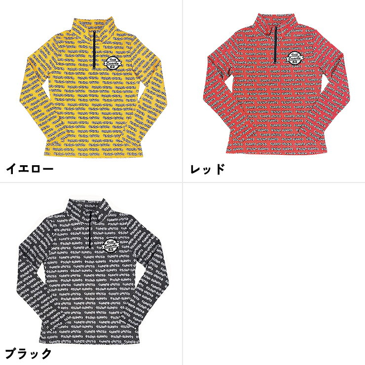 ポップ総柄ハーフジップシャツ 長袖 ワッペンロゴ レディース クアルトユナイテッド ゴルフウェア アウトレット 20FW