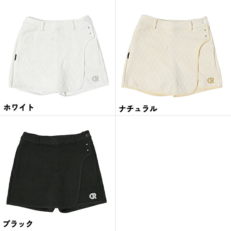 キュロットパンツ ラップスカート風 ヘリンボーン柄ジャガード ラメ刺繍ロゴ レディース クアルトユナイテッド ゴルフウェア 22BASIC