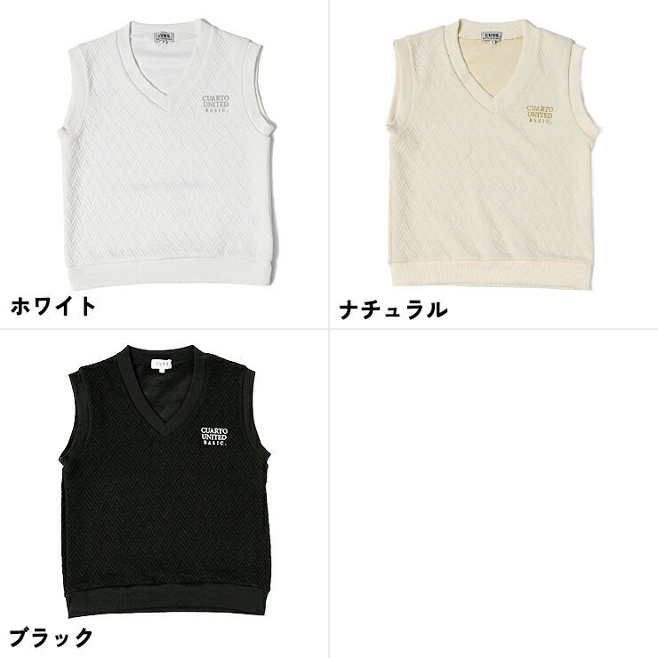 ジャガードベスト ヘリンボーン柄 ラメ刺繍ロゴ レディース クアルトユナイテッド ゴルフウェア 22BASIC