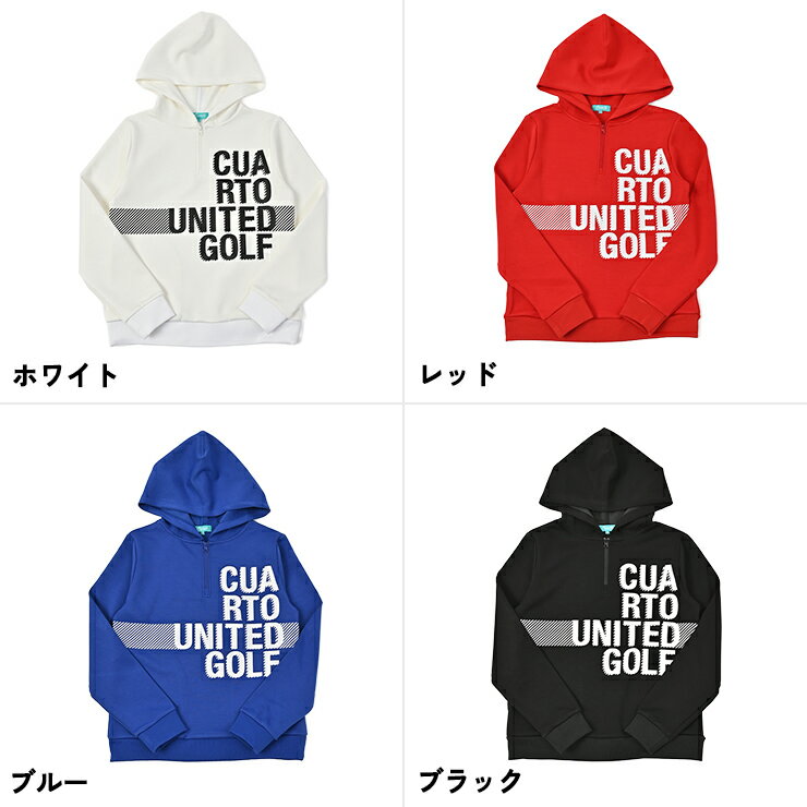 ハーフジップパーカー プルオーバー ビッグロゴ レディース クアルトユナイテッド ゴルフウェア アウトレット 22FW