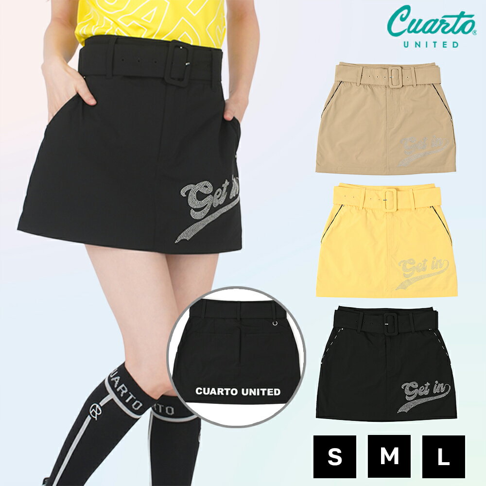 スカート ベルト付き ラインストーンロゴ バックロゴ レディース クアルトユナイテッド ゴルフウェア 2..