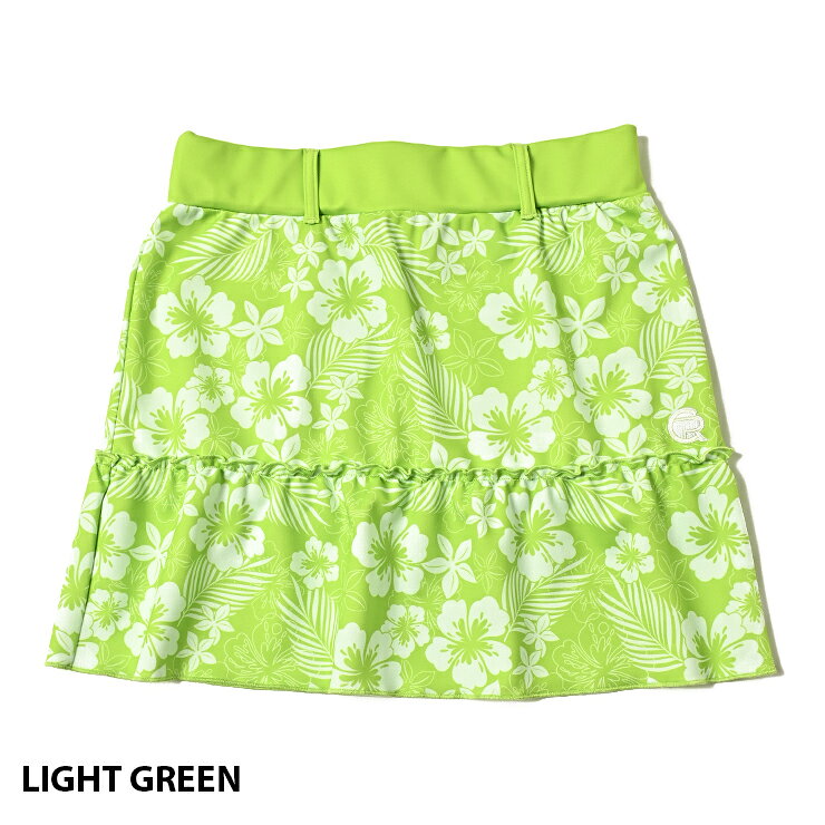 フリルスカート 総柄 ハイビスカス柄 バックロゴ レディース クアルトユナイテッド ゴルフウェア 23SS