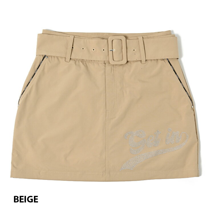 スカート ベルト付き ラインストーンロゴ バックロゴ レディース クアルトユナイテッド ゴルフウェア 23SS