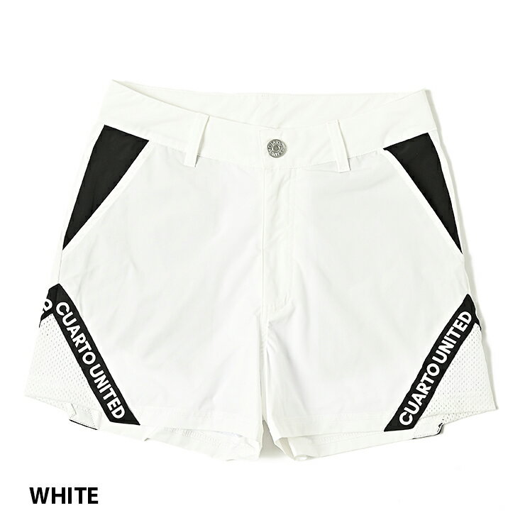 ショートパンツ サイドスリット メッシュ切替 ロゴテープ レディース クアルトユナイテッド ゴルフウェア 23SS