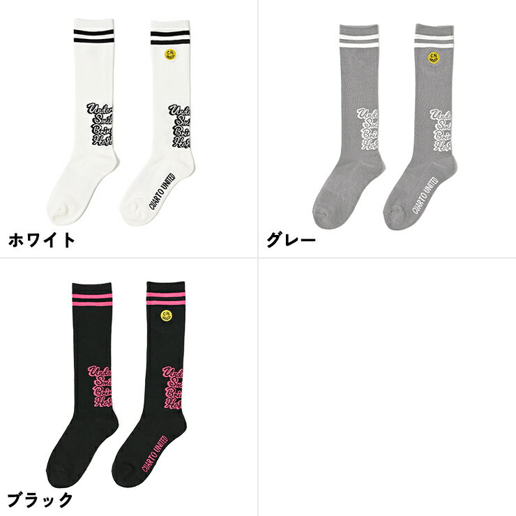 ハイソックス ロゴジャガード 刺繍 スマイルロゴ レディース クアルトユナイテッド ゴルフウェア 23SS