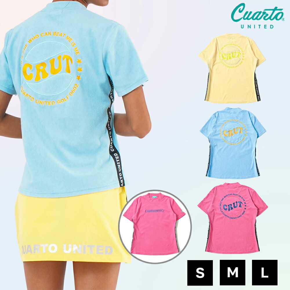 半袖カットソー パイル地 サイドテープ サークル刺繍ロゴ レディース クアルトユナイテッド ゴルフウェア 23SS