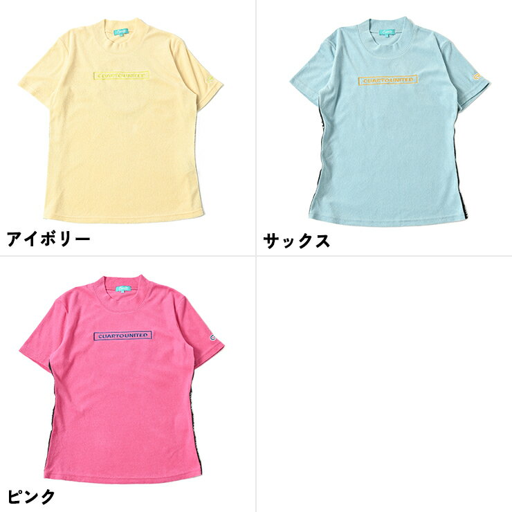 半袖カットソー パイル地 サイドテープ サークル刺繍ロゴ レディース クアルトユナイテッド ゴルフウェア 23SS