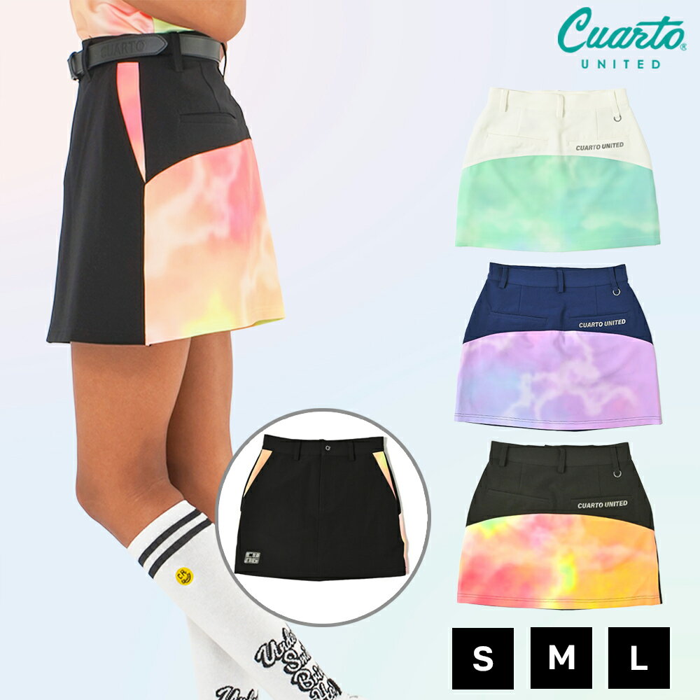 台形スカート タイダイ柄切替 箔ロゴ レディース クアルトユナイテッド ゴルフウェア 23SS