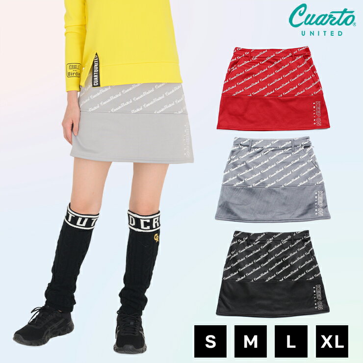 台形スカート 微起毛 バックステッチ 切替ロゴ レディース クアルトユナイテッド ゴルフウェア アウトレット 21FW