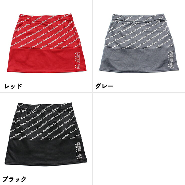 バックステッチ台形スカート 微起毛 切替ロゴ レディース クアルトユナイテッド ゴルフウェア アウトレット 21FW