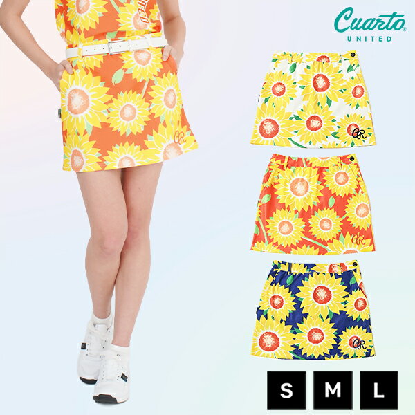 スカート ストレッチ ひまわり柄 刺繍ロゴ レディース クアルトユナイテッド ゴルフウェア アウトレッ..
