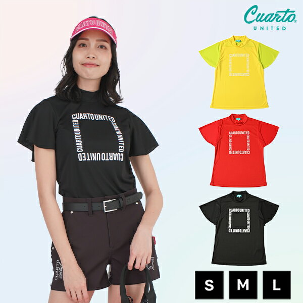 モックネックシャツ フリル スクエアロゴ レディース クアルトユナイテッド ゴルフウェア アウトレット 22HS