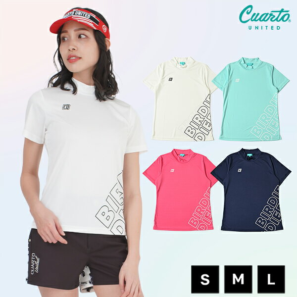 モックネック 半袖カットソー ストレッチ サイドビッグロゴ レディース クアルトユナイテッド ゴルフウ..