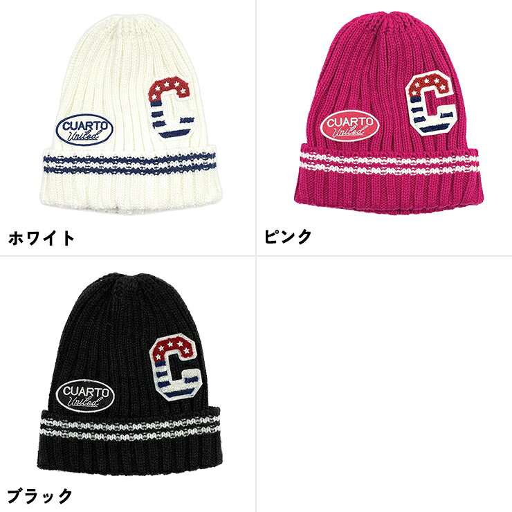 ボーダーニット帽 ビーニー アメリカンワッペンロゴ レディース クアルトユナイテッド ゴルフグッズ 帽子 アウトレット 19FW