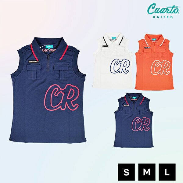 ポロシャツ ノースリーブ ハーフジップ 鹿の子 ポケット ビッグロゴ レディース クアルトユナイテッド ゴルフウェア アウトレット 21HS