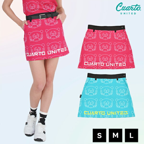 スカート 台形 総柄 トラ柄 裾ロゴ レディース クアルトユナイテッド ゴルフウェア アウトレット 22SS