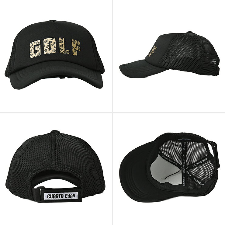 キャップ メッシュ アニマル柄 GOLFロゴ メンズ クアルトユナイテッド ゴルフグッズ 帽子 アウトレット 21FW ブラック