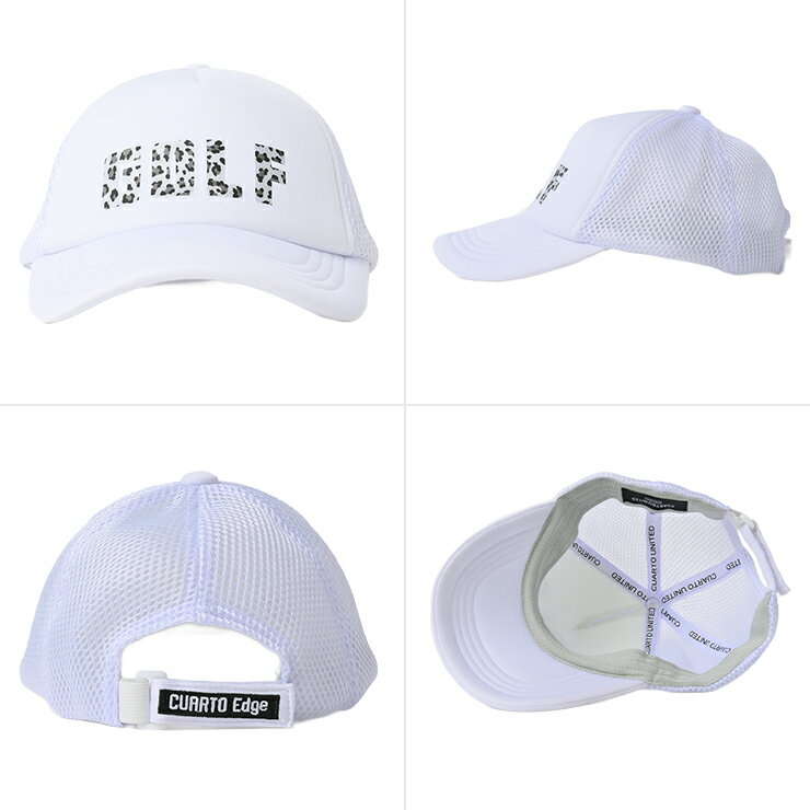 キャップ メッシュ アニマル柄 GOLFロゴ メンズ クアルトユナイテッド ゴルフグッズ 帽子 アウトレット 21FW ホワイト