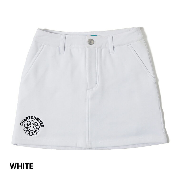 スカート 裏起毛 フラワースマイルモチーフ 刺繍ロゴ レディース クアルトユナイテッド ゴルフウェア 23FW