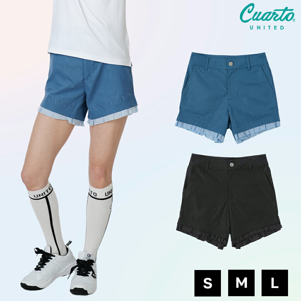 ショートパンツ 裾フリル 刺繍ロゴ レディース クアルトユナイテッド ゴルフウェア 24SS