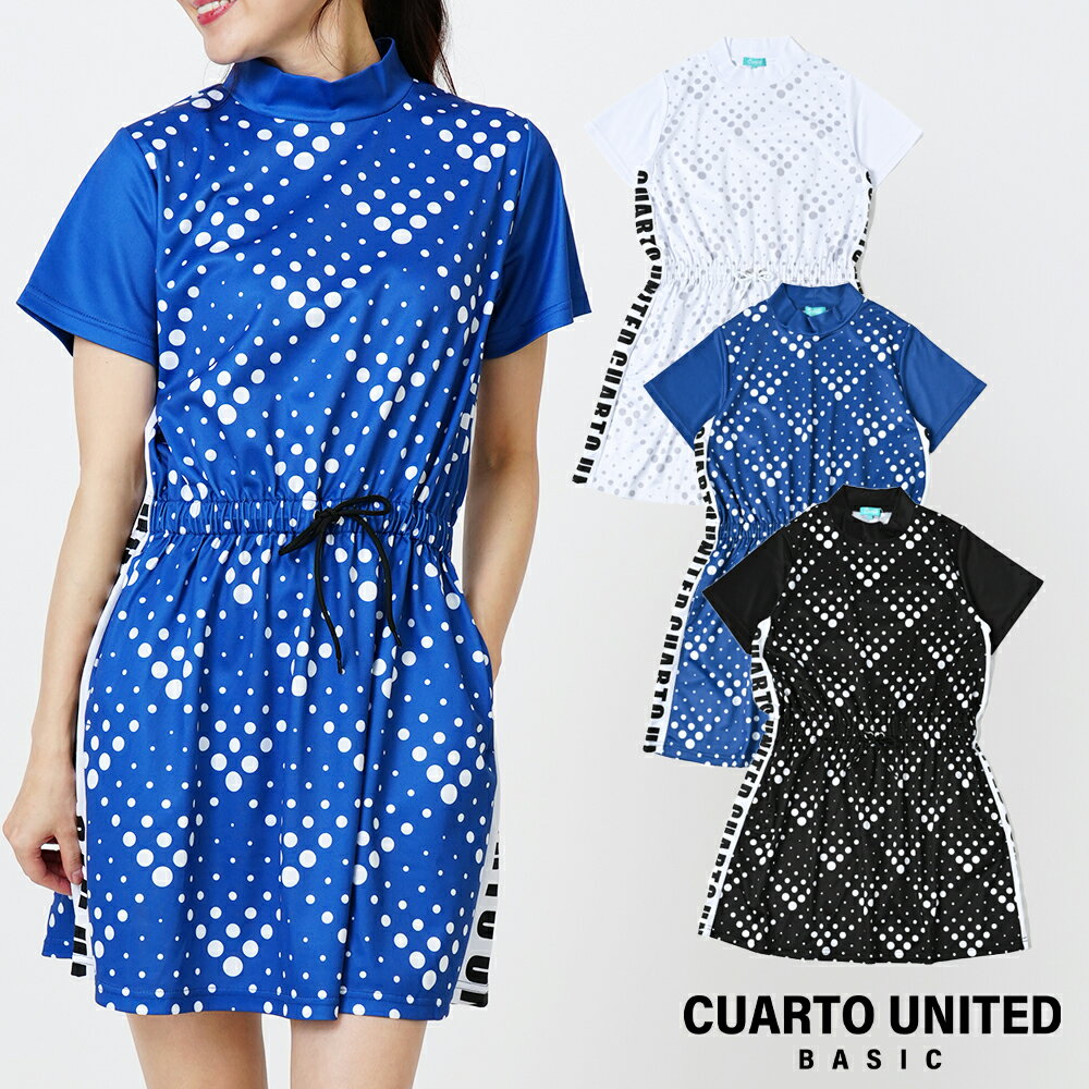 スピンドルワンピース ドット柄 サイドロゴ レディース クアルトユナイテッド ゴルフウェア 24SS