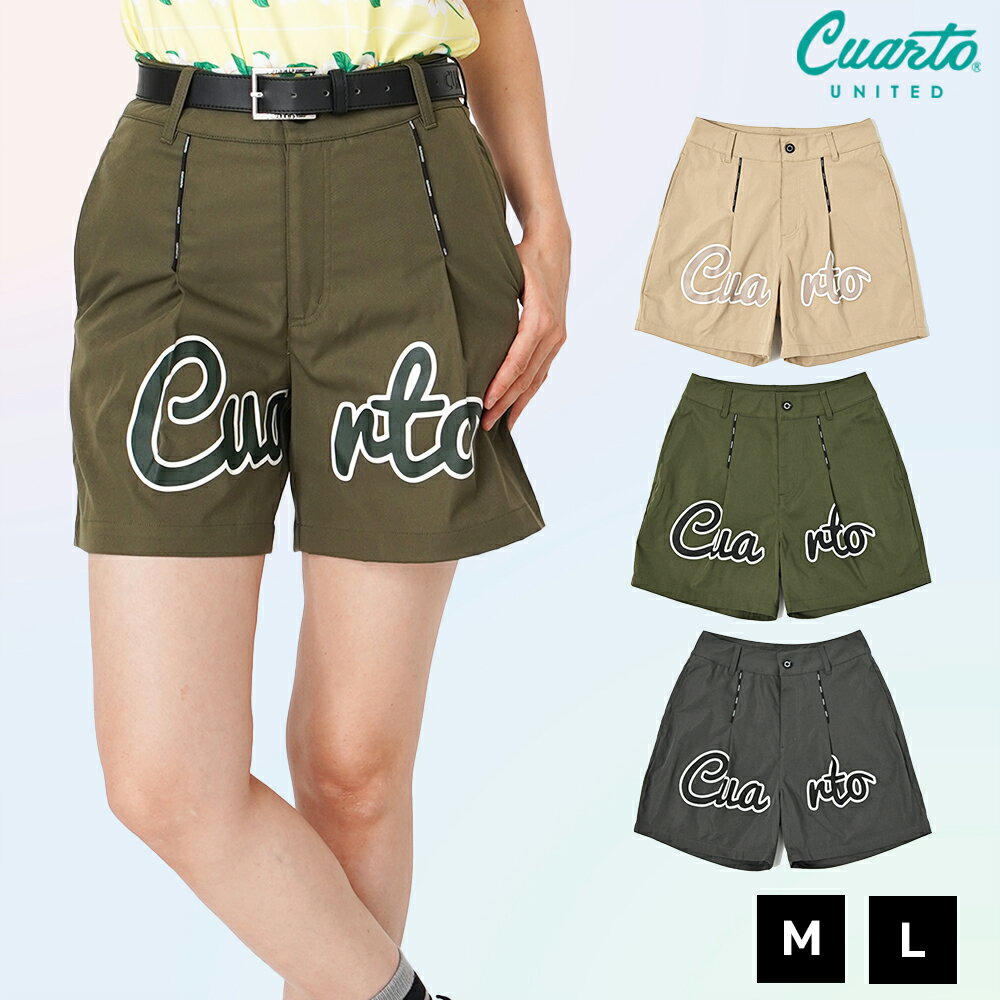 ショートパンツ タック入り フロントビッグロゴ レディース クアルトユナイテッド ゴルフウェア 24SS