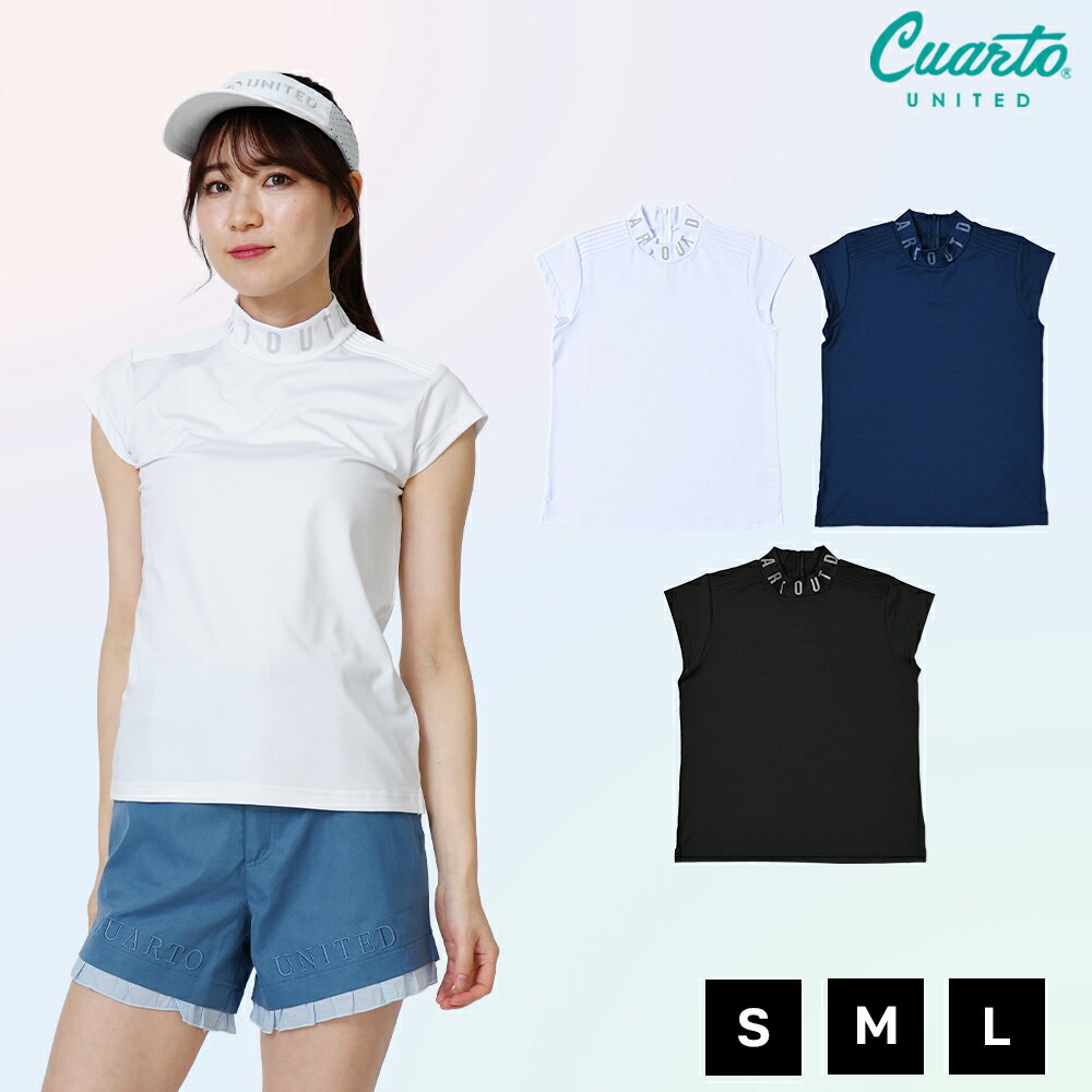 モックネックシャツ フレンチスリーブ 肩ピンタック ネックロゴ レディース クアルトユナイテッド ゴル..