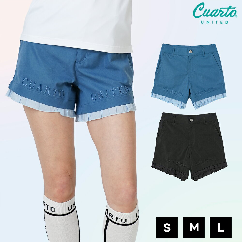 Women's ruffled hem shorts with embroidered logo - Cuarto United Golf Wear 24SS