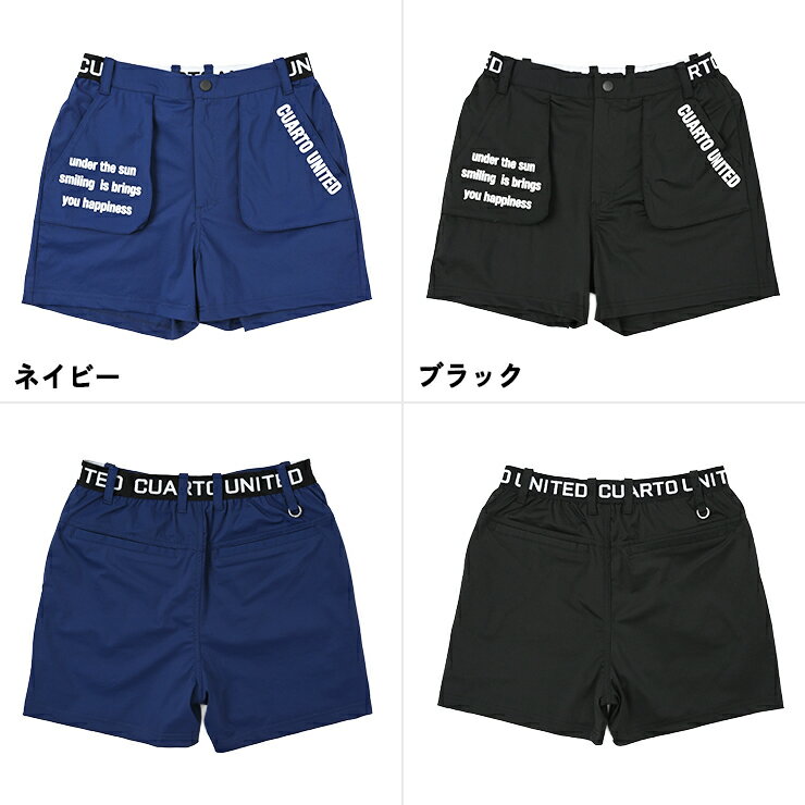 ショートパンツ ストレッチ 立体ポケット ベルトロゴ レディース クアルトユナイテッド ゴルフウェア 24SS
