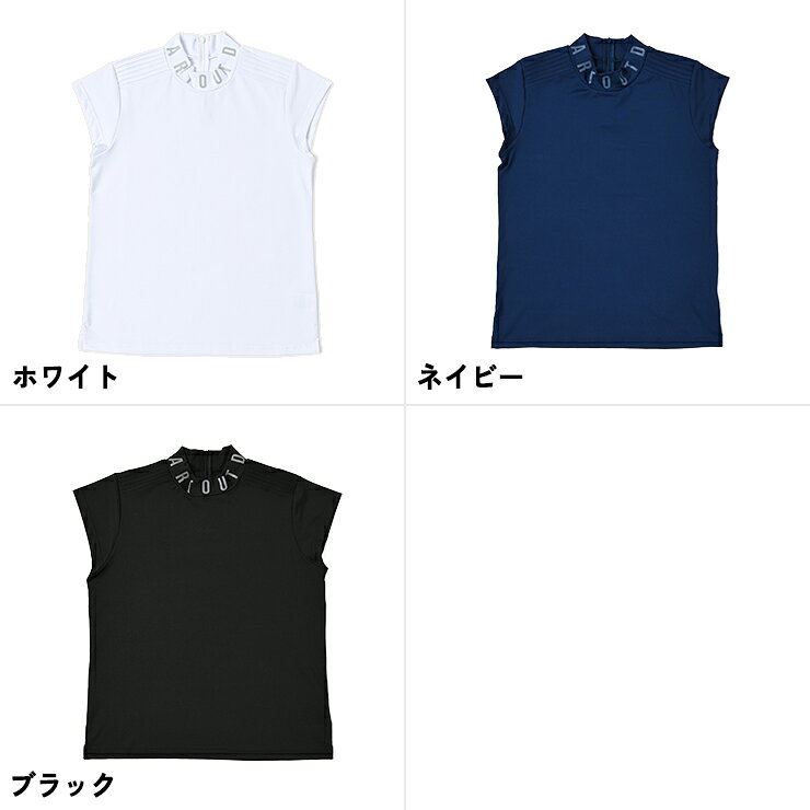 肩ピンタックフレンチスリーブシャツ モックネック ネックロゴ レディース クアルトユナイテッド ゴルフウェア 24SS