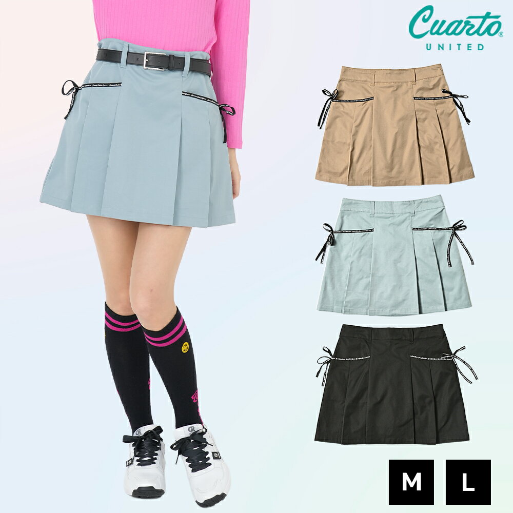 ツイル台形スカート リボンプリーツ サイドポケット レディース クアルトユナイテッド ゴルフウェア 25FW
