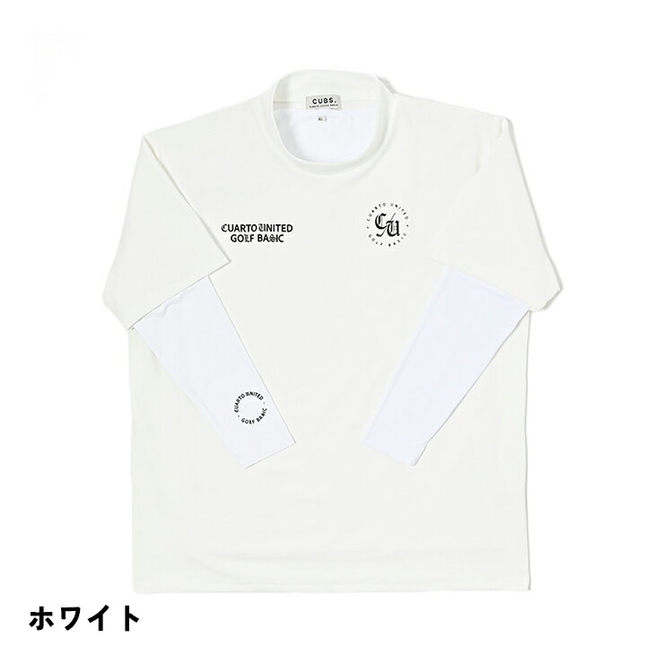 モックネックTシャツ 半袖 長袖インナー付き 鹿の子 ストレッチ フロントロゴ メンズ クアルトユナイテッド ゴルフウェア 25FW 新作