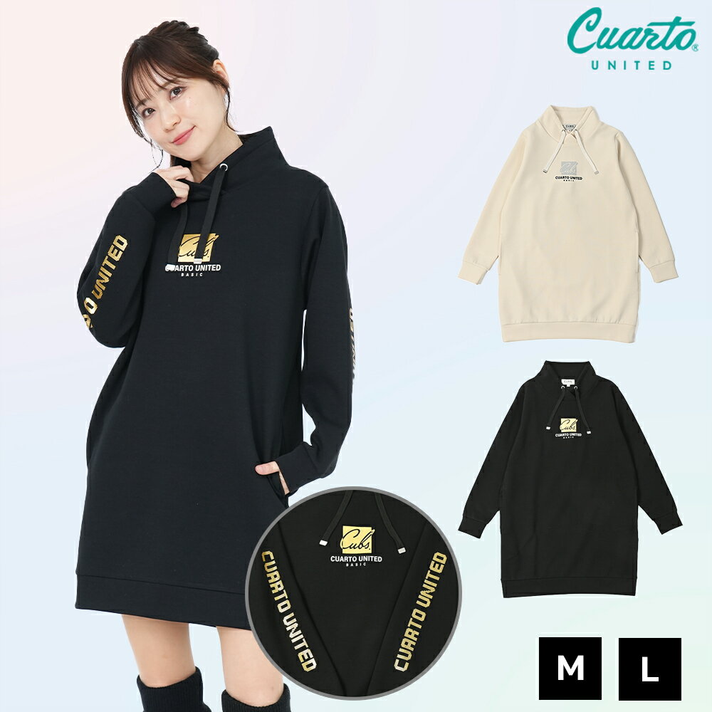スタンドネック ワンピース ダンボール フロント箔ロゴ レディース クアルトユナイテッド ゴルフウェア 25FW 新作