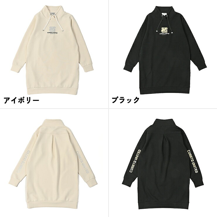 スタンドネックワンピース ダンボール ゴールド箔ロゴ レディース クアルトユナイテッド ゴルフウェア 25FW