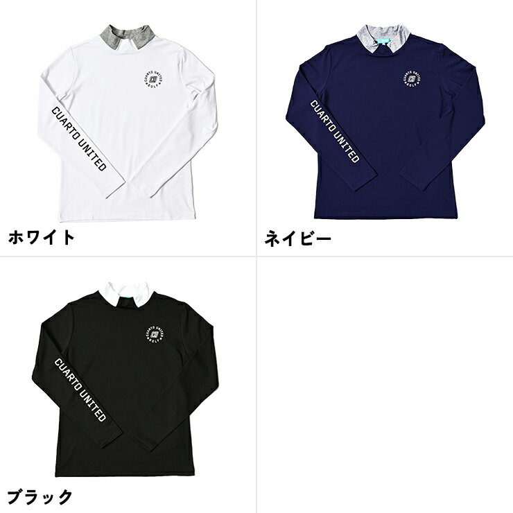 モックネックシャツ 長袖 裏起毛 変形襟 袖ロゴ レディース クアルトユナイテッド ゴルフウェア ロンT 25FW