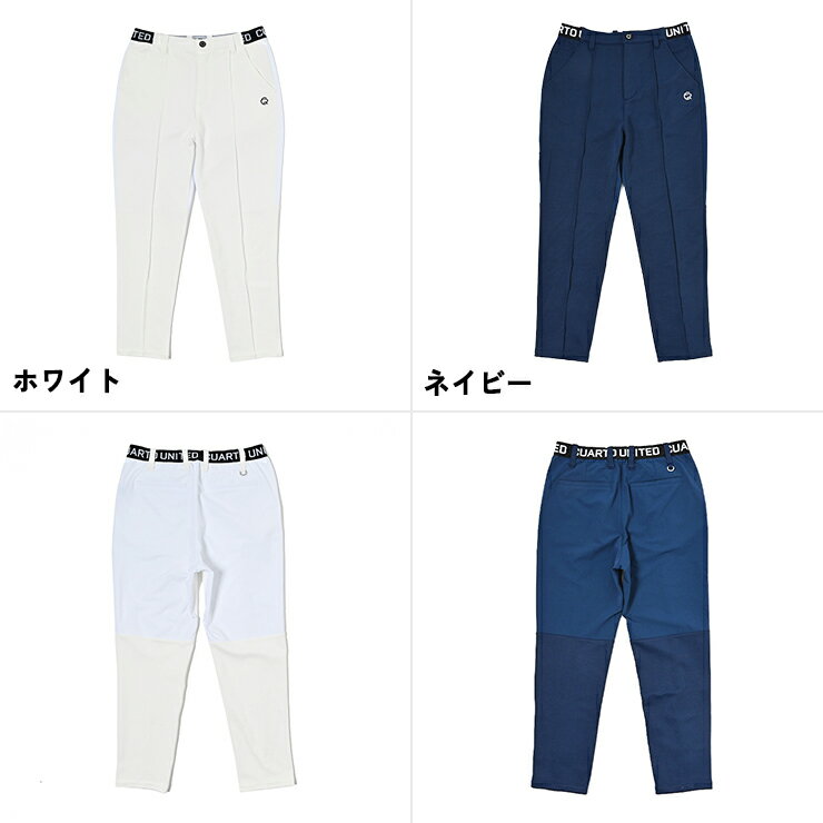美脚パンツ サブリナパンツ センタータック ロゴ入りジャカードゴム 刺繍ロゴ レディース クアルトユナイテッド ゴルフウェア 25FW