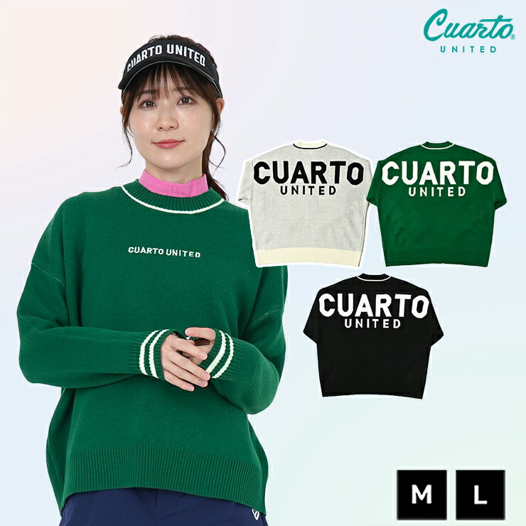 Line Rib Knit Top Pullover Long Sleeve Embroidered Big Logo Women's Cuarto United Golf Wear Sweater 25FW