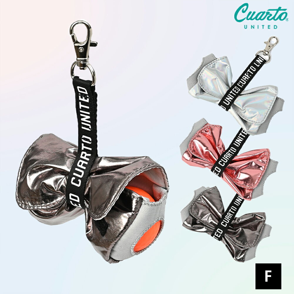 ボールケース ボールホルダー リボン型 2個用 メタリック クアルトユナイテッド ゴルフグッズ 25SS