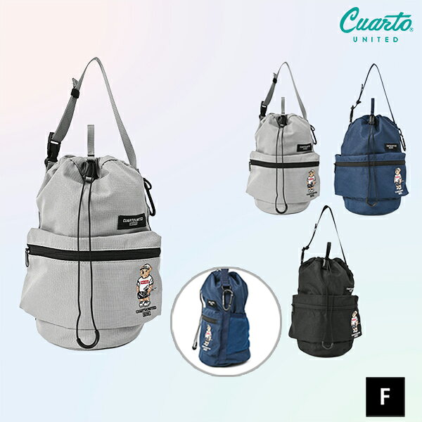 [Teddy Bear] 巾着バッグ 筒型 メッシュポケット アジャスター付き テディベア メンズ クアルトユナイテッド ゴルフグッズ 25SS