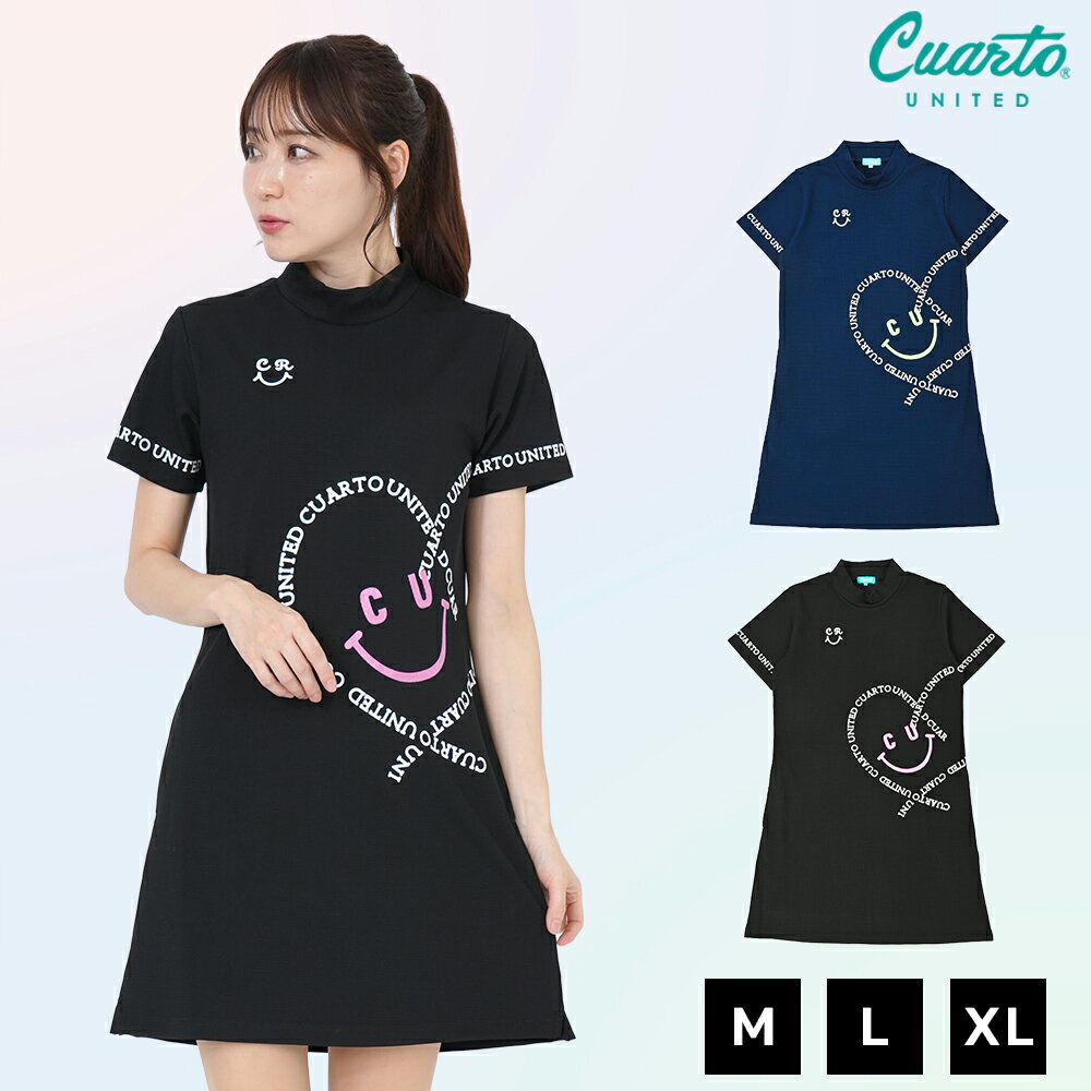 ワンピース 半袖 Aライン カットソー ポケット ハートロゴ レディース クアルトユナイテッド ゴルフウ..