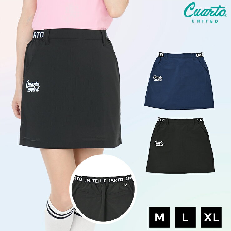Dot mesh skirt with built-in inner shorts, logo jacquard elastic waistband, women's golf wear, Cuarto United, 25SS