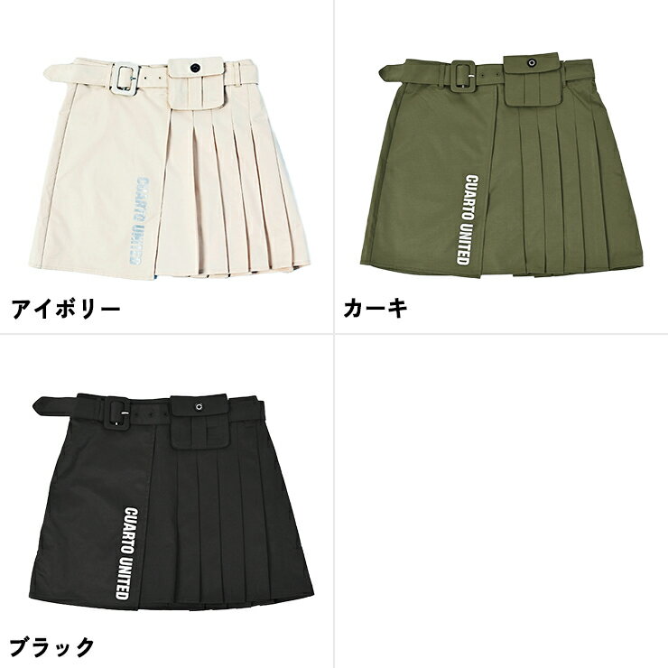 ツイルプリーツスカート ベルトミニウエストポーチ付き メタリックロゴ レディース クアルトユナイテッド ゴルフウェア 25SS